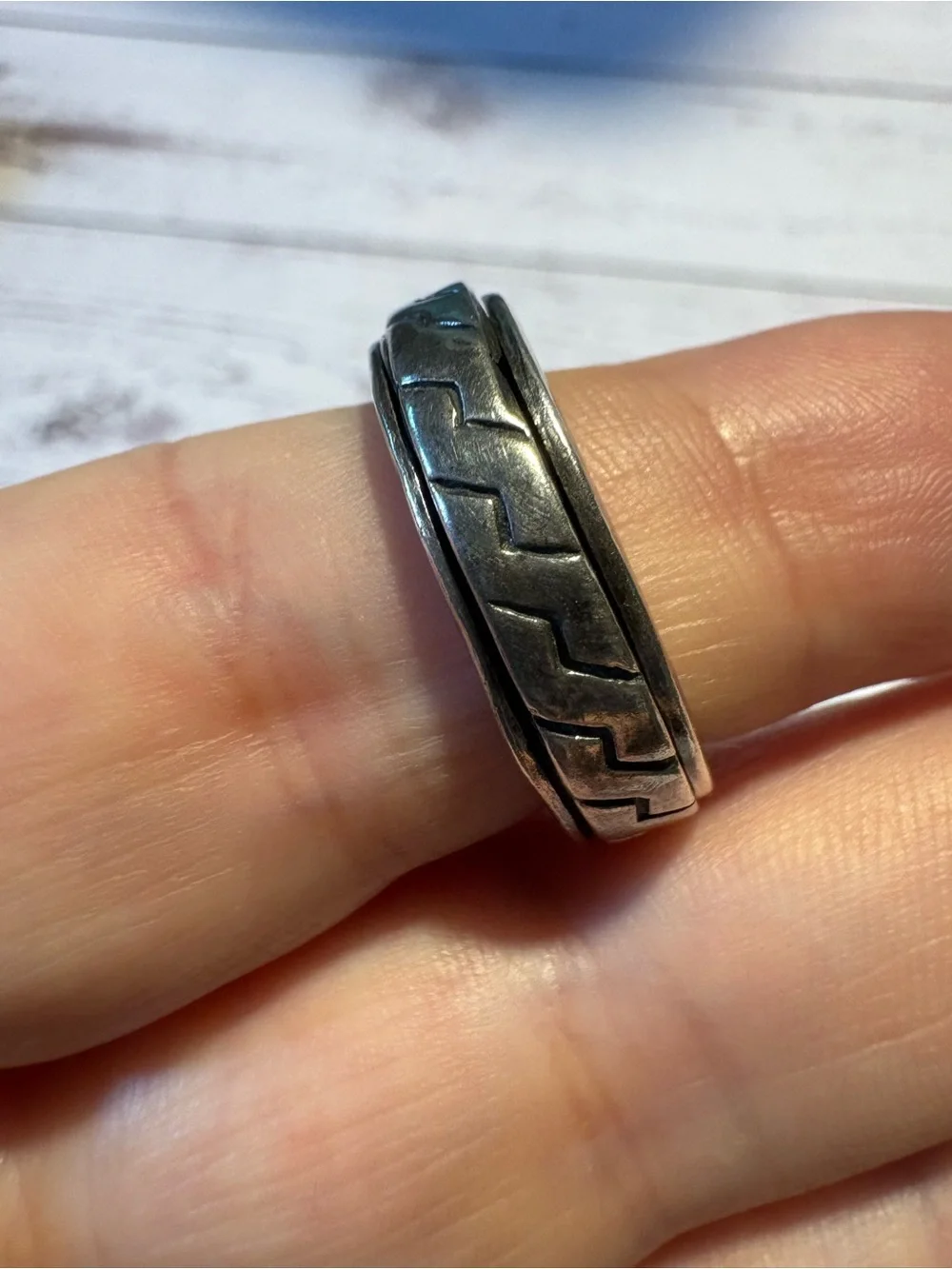 Vintage 925 Sterling Silver Spinner Ring - Size 8/8.5